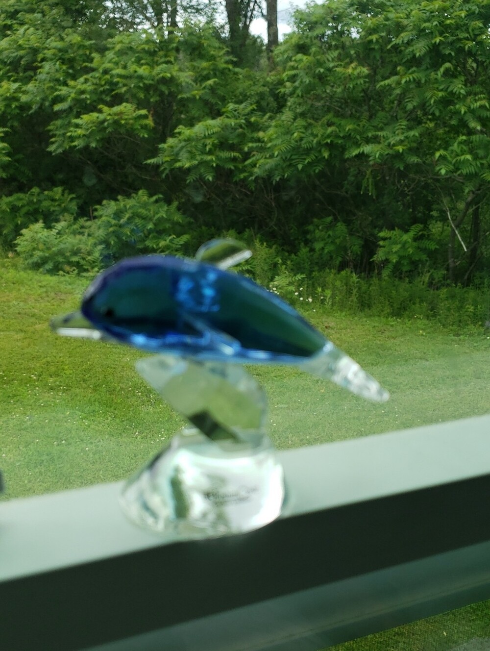 Blue Glass Dolphin Figurine - Decorative Aquarium Accent